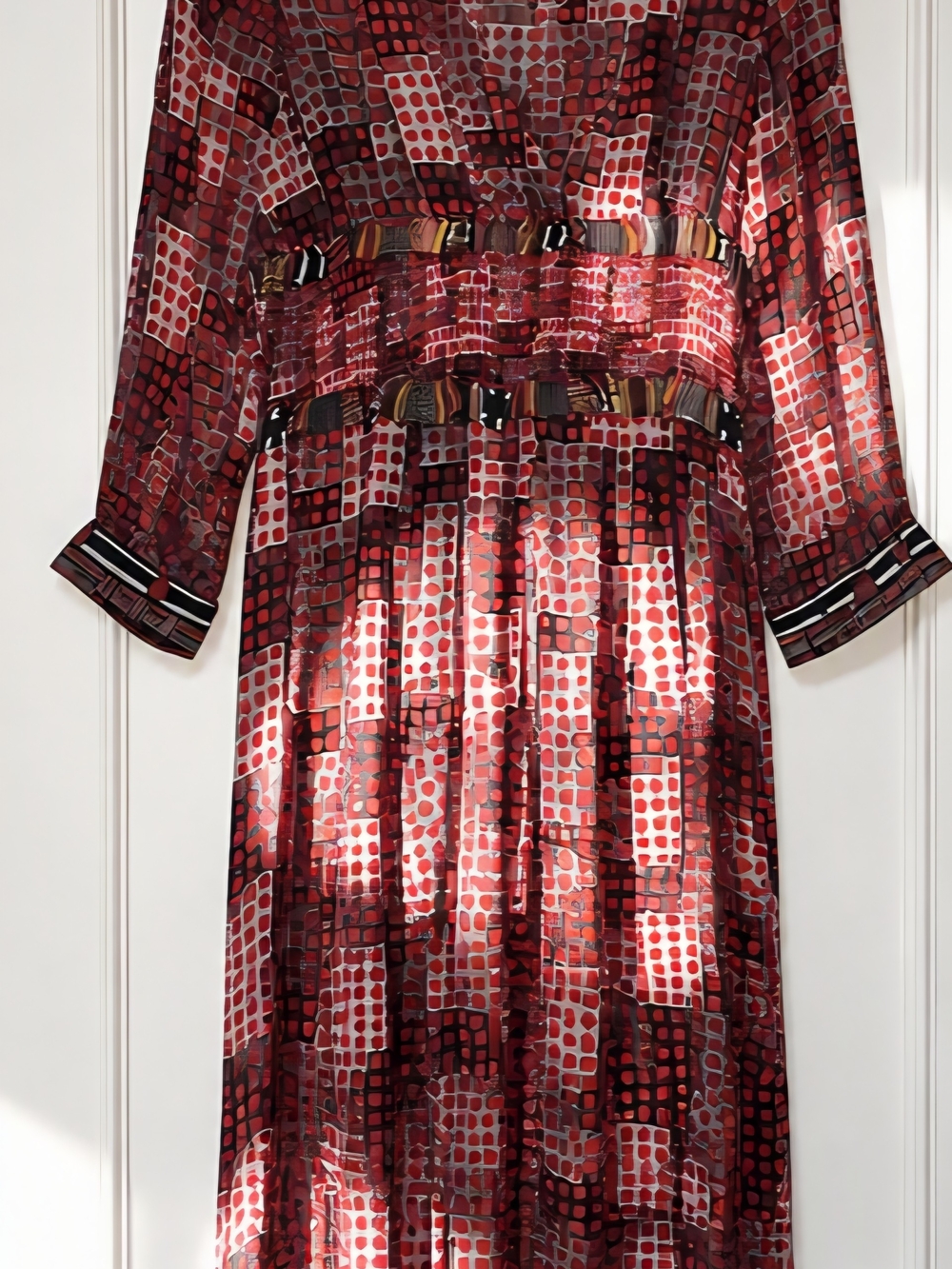 Women's Red Geometric Print Long Dress